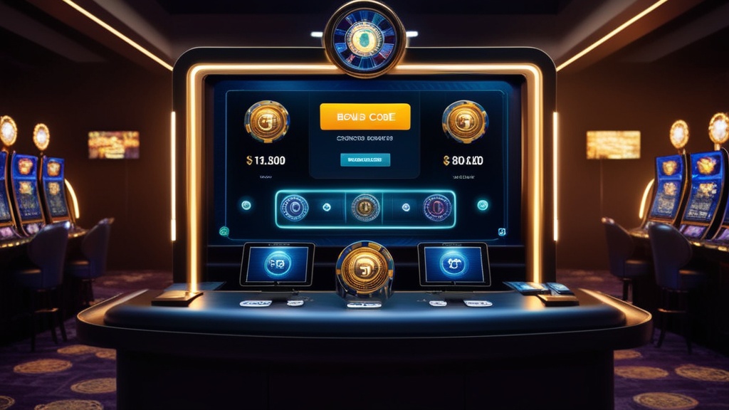 Donkere casinoscène met een bonustimer en codepaneel